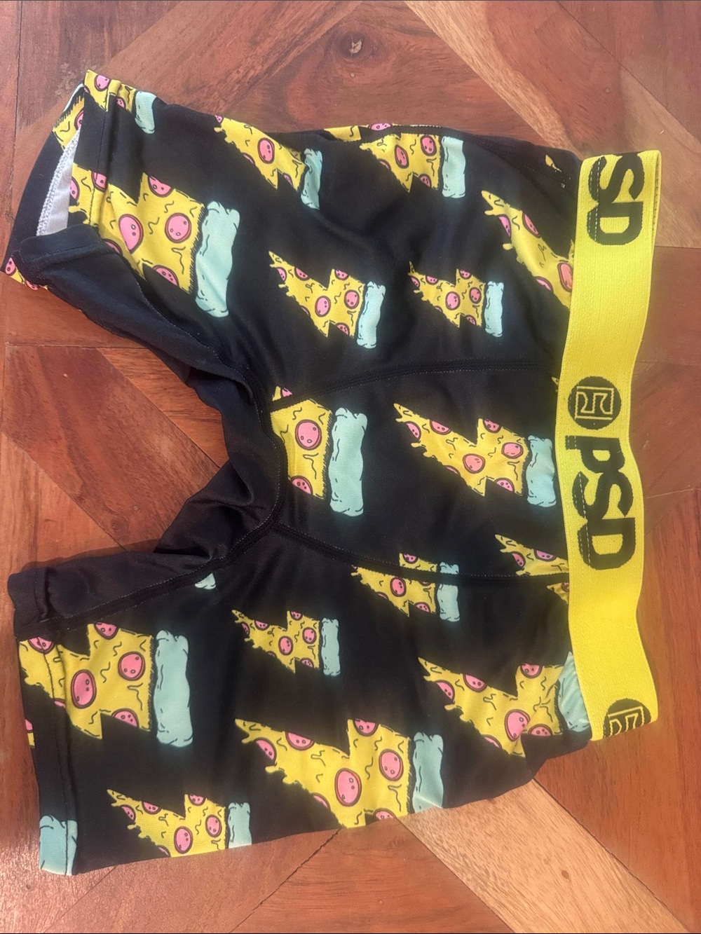 PSD Kids Black Boxer Briefs with Yellow Pizza Print